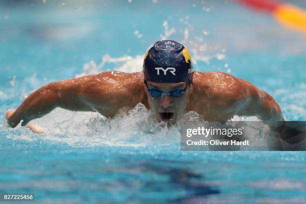 Tom Shields of United States of America compete in the Men's 200m butterfly race during day two of the FINA Airweave Swimming World Cup Berlin 2017...