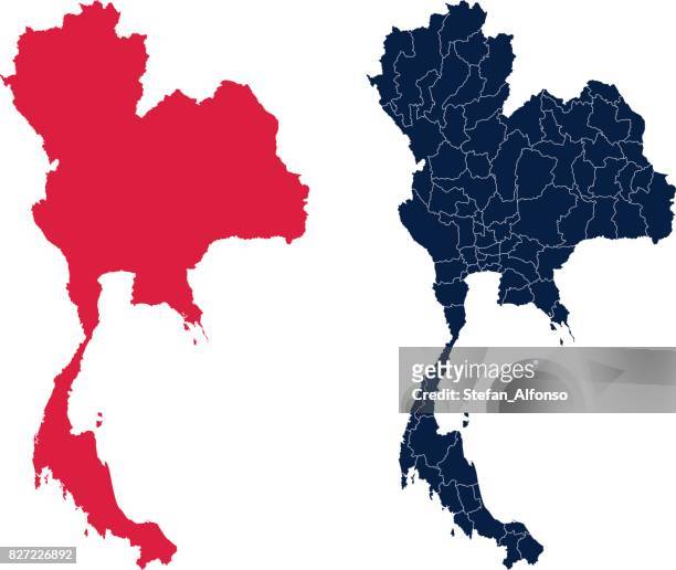 shape of thailand and its provinces - south east asia map vector stock illustrations