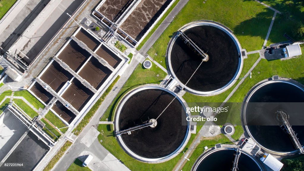 Épuration des eaux usées - purification des eaux usées, vue aérienne