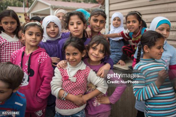 Syrian refugees children in a school building in the refugee camp Nizip 2, Turkey, 7 August 2017.