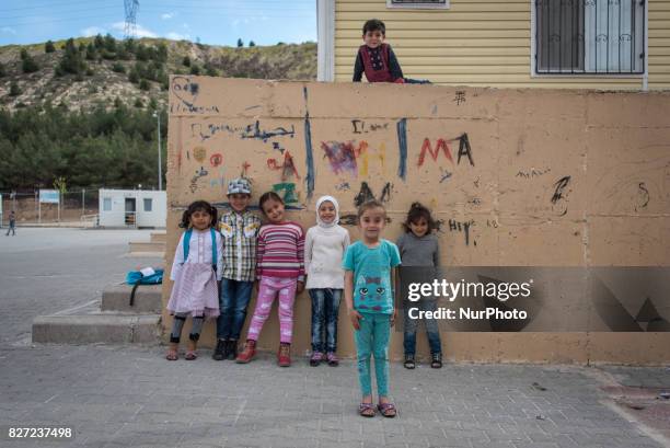 Syrian refugees children in a school building in the refugee camp Nizip 2, Turkey, 7 August 2017.