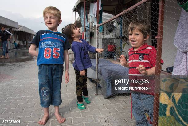 Syrian refugees children in the refugee camp Nizip 2, Turkey, 7 August 2017.