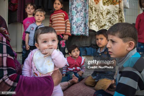 Syrian refugees children in the refugee camp Nizip 2, Turkey, 7 August 2017.