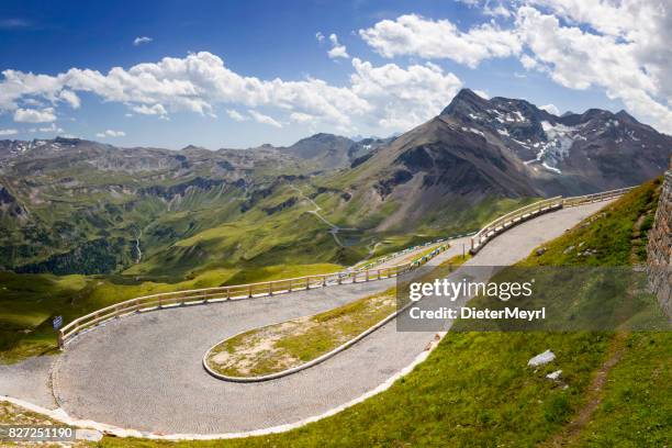 grossglockner alpine carretera en los alpes. parque nacional hohe tauern - grossglockner fotografías e imágenes de stock