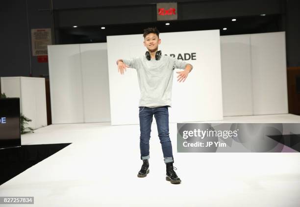 Alden greets the audience from the runway for collection during petitePARADE at Children's Club at Jacob Javitz Center on August 6, 2017 in New York...