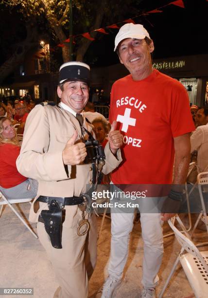 Jean Luc Reichman and Comedian Patrick Chagnaud known as Le Gendarme de Saint Tropez attend the AJILA Sauvez le coeur des femmes Petanque Auction...