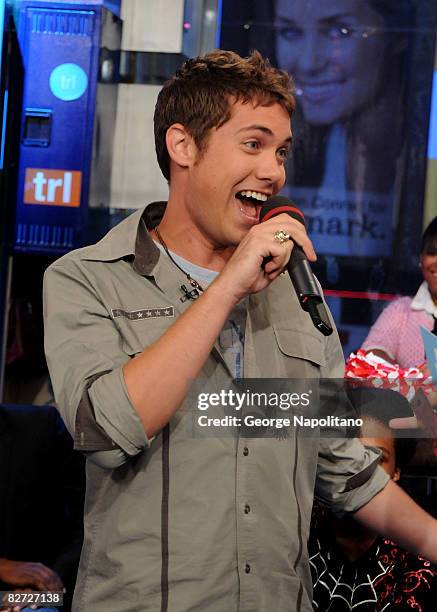 Actor Drew Seeley visits MTV's "TRL" at the MTV studios in Times Square on September 8, 2008 in New York City.