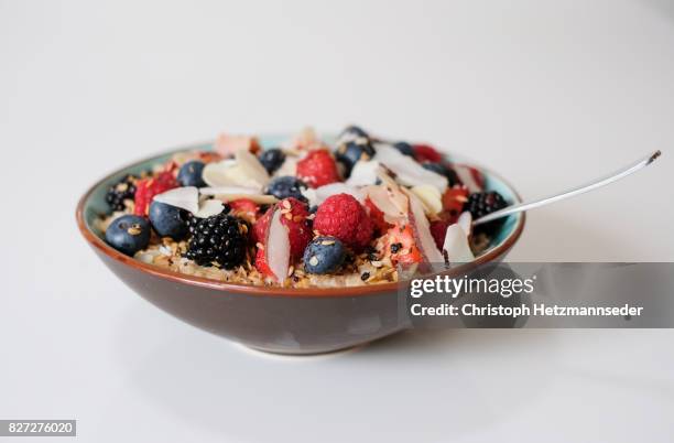 porridge - cereal bowl stockfoto's en -beelden