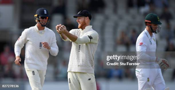 South Africa batsman Theunis de Bruyn is caught by Ben Stokes at slip during day four of the 4th Investec Test match between England and South Africa...