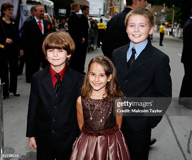Preston Bailey, Kristin Bough, and Brandon Bailey arrive at the "Nothing But The Truth" premiere during the 2008 Toronto International Film Festival...