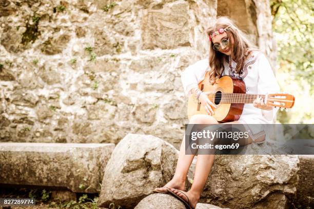 hippie woman - indie rock stock pictures, royalty-free photos & images