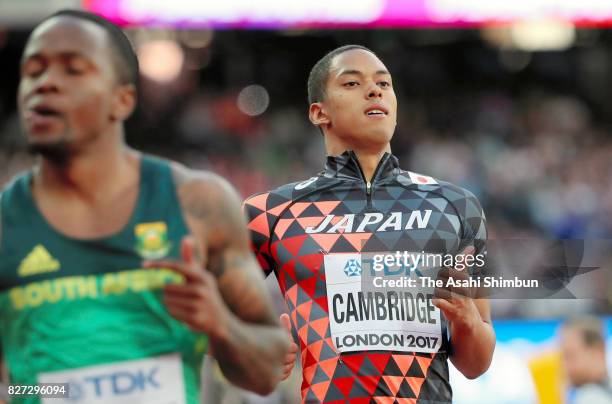 Aska Cambridge of Japan reacts after competing in the Men's 100m semi final during day two of the 16th IAAF World Athletics Championships London 2017...