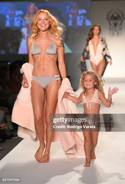 Model walks the runway at the SWIMMIAMI Hot-As-Hell 2018 Collection fashion show at 227 22nd Street on July 21, 2017 in Miami Beach, Florida.