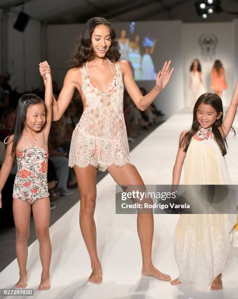 Model walks the runway at the SWIMMIAMI Hot-As-Hell 2018 Collection fashion show at 227 22nd Street on July 21, 2017 in Miami Beach, Florida.