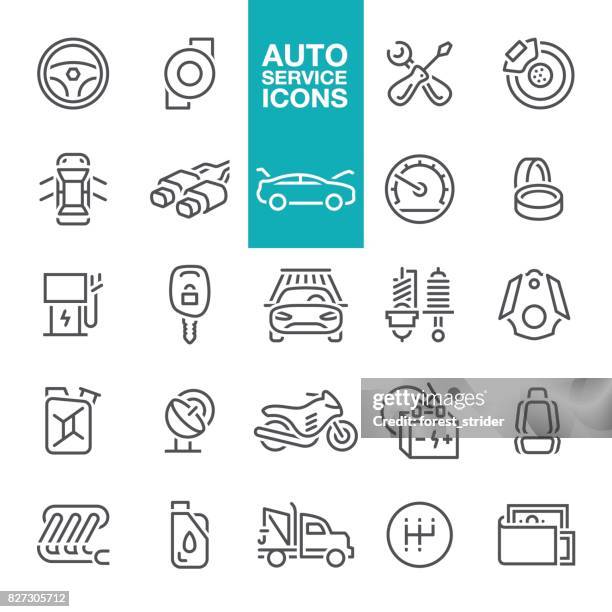 auto-service-line-ikonen - auto repair shop stock-grafiken, -clipart, -cartoons und -symbole