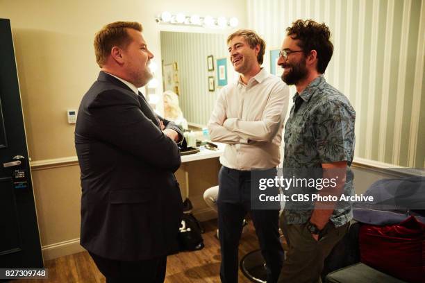 Mark Duplass and Jay Duplass chat with James Corden in the green room during "The Late Late Show with James Corden," Tuesday, July 25, 2017 On The...