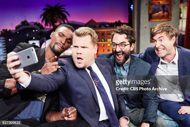 Chris Bosh, Jay Duplass, and Mark Duplass chat with James Corden during "The Late Late Show with James Corden," Tuesday, July 25, 2017 On The CBS...