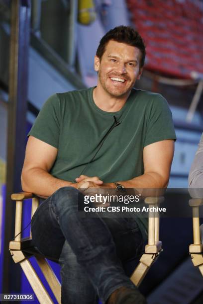 Panel session for the new CBS show, SEAL TEAM, at the TCA presentations at CBS Studio Center in Los Angeles, August 1, 2017. Pictured: David Boreanaz.