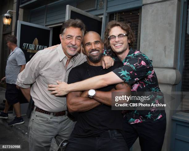 Joe Mantegna, Shemar Moore, and Matthew Gray Gubler at the CBS Summer soirée for the annual TCA press tour, held on August 1, 2017 in Los Angeles, CA.
