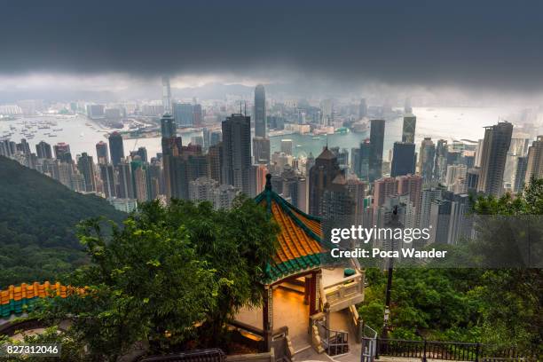 lion's pavilion at the peak - kowloon walled city stock pictures, royalty-free photos & images