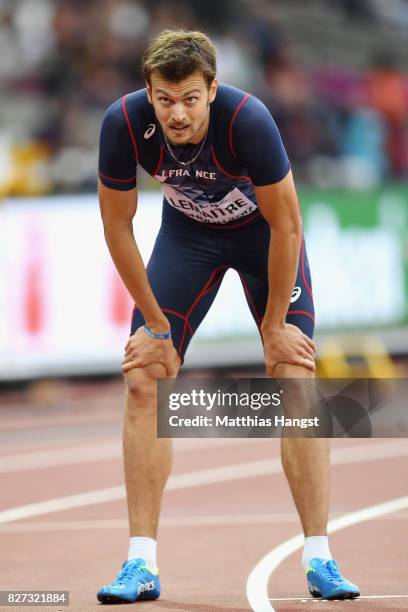 Christophe Lemaitre of France reacts after competing in the Men's 200 metres heats during day four of the 16th IAAF World Athletics Championships...