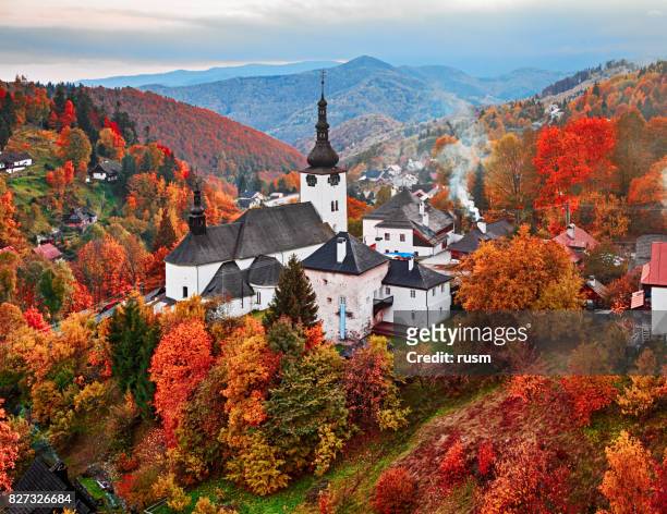 autumn landscape of spania dolina, slovakia - slovakia stock pictures, royalty-free photos & images