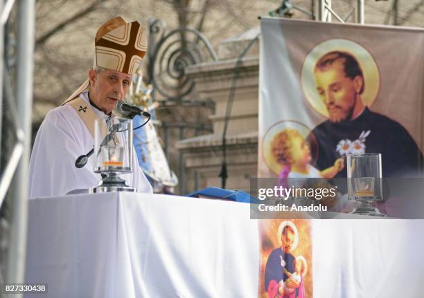 The archbishop of Buenos Aires and Cardinal primate of Argentina, Mario Aurelio Poli, presides the central mass in the church of San Cayetano , in...