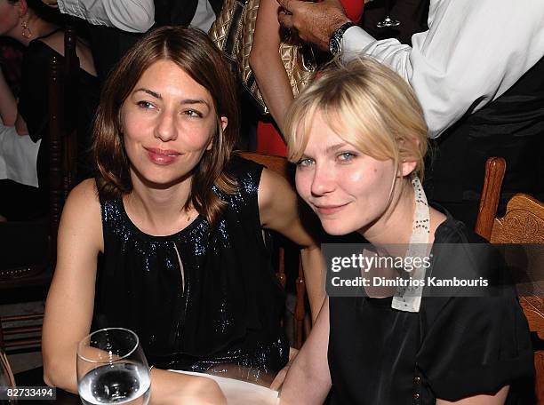 Sofia Coppola and Kirsten Dunst attend the Marc Jacobs After Party at The Greenwich Hotel on September 8, 2008 in New York City