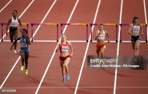Denmark's Sara Slott Petersen in action in the Women's 400m Hurdles heats during day four of the 2017 IAAF World Championships at the London Stadium.
