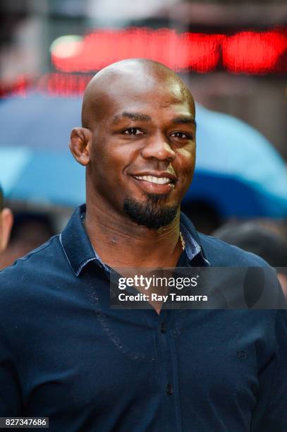 Mixed martial artist Jon Jones enters the "Good Morning America" taping at the ABC Times Square Studios on August 07, 2017 in New York City.