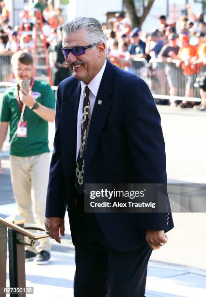 Hall of Famer Rollie Fingers arrives during the 2017 Hall of Fame Parade of Legends at the National Baseball Hall of Fame on Saturday July 29, 2017...