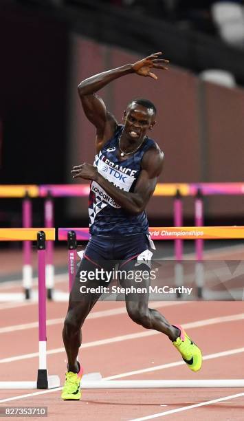 London , United Kingdom - 7 August 2017; Mamadou Kasse Hann of France during his semi-final of the Men's 400m Hurdles event during day four of the...