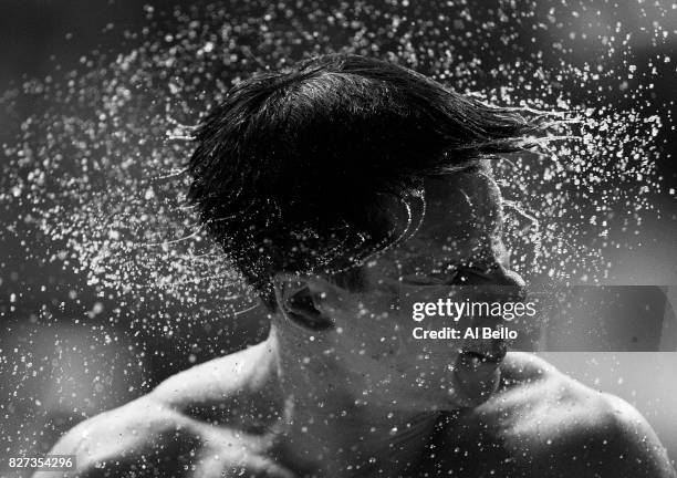 Patrick Hausding of Germany competes during the Men's Diving 1M Springboard final on day three of the Budapest 2017 FINA World Championships on July...