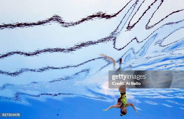 Ona Carbonell of Spain competes during the Womens Synchro Solo Technical, final on day two of the Budapest 2017 FINA World Championships on July 15,...