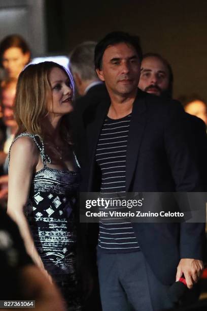 Vanessa Paradis and Samuel Benchetrit attend 'Chien' premiere during the 70th Locarno Film Festival on August 7, 2017 in Locarno, Switzerland.