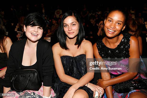 Kelly Osbourne, Leigh Lezark of the MisShapes and actress Joy Bryant attend the Matthew Williamson Spring 2009 fashion show during Mercedes-Benz...