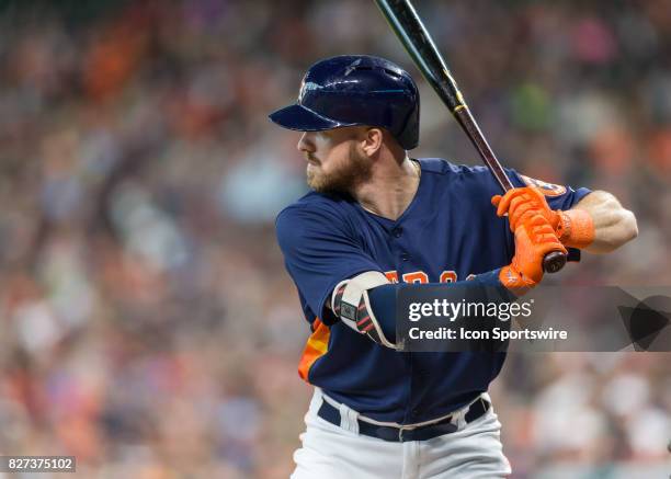 Houston Astros left fielder Derek Fisher watches the pitch during the MLB game between the Toronto Blue Jays and Houston Astros on August 6, 2016 at...