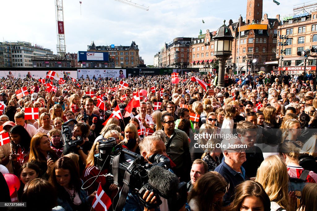 Denmark Fans Celebrate Team Finishing Second At UEFA Women's Euro 2017
