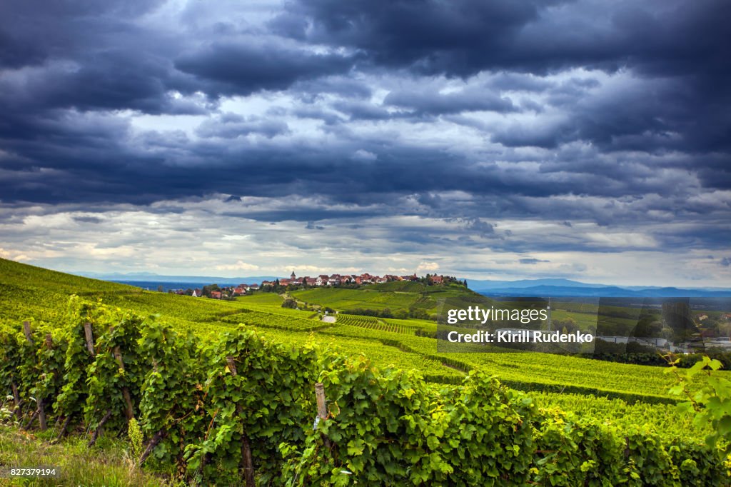 Thunder over the village of Zellenberg, Alsace, France