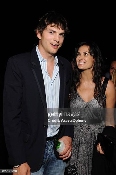 Actor Ashton Kutcher and Actress Demi Moore attend the TechCrunch 50 Conference 2008 VIP dinner party at the San Francisco Design Center on September...