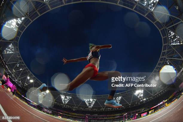 Venezuela's Yulimar Rojas competes in the final of the women's triple jump athletics event at the 2017 IAAF World Championships at the London Stadium...