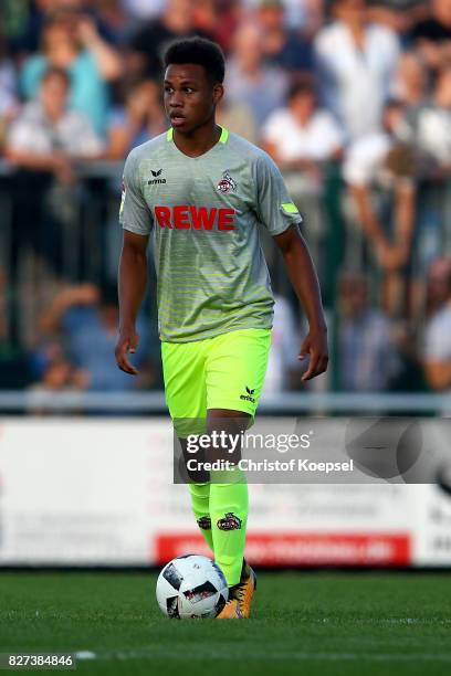 Nikolas Nartey of Kln runs with the ball during the preseason friendly match between TSV Steinbach and 1. FC Koeln at Sibre-Sportzentrum Haarwasen on...