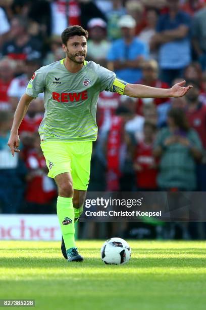 Jonas Hector of Kln runs with the ball during the preseason friendly match between TSV Steinbach and 1. FC Koeln at Sibre-Sportzentrum Haarwasen on...