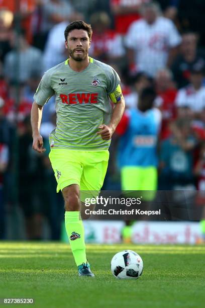 Jonas Hector of Kln runs with the ball during the preseason friendly match between TSV Steinbach and 1. FC Koeln at Sibre-Sportzentrum Haarwasen on...