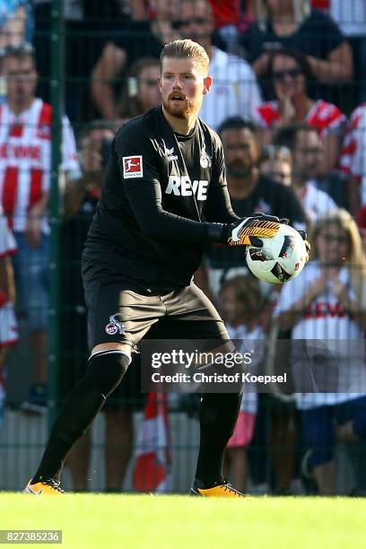 Timo Horn of Kln rthrows the ball during the preseason friendly match between TSV Steinbach and 1. FC Koeln at Sibre-Sportzentrum Haarwasen on August...