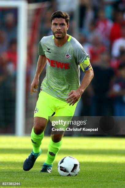 Jonas Hector of Kln runs with the ball during the preseason friendly match between TSV Steinbach and 1. FC Koeln at Sibre-Sportzentrum Haarwasen on...