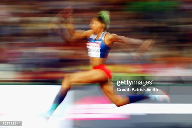 Yulimar Rojas of Venezuela competes in the Women's Triple Jump final during day four of the 16th IAAF World Athletics Championships London 2017 at...