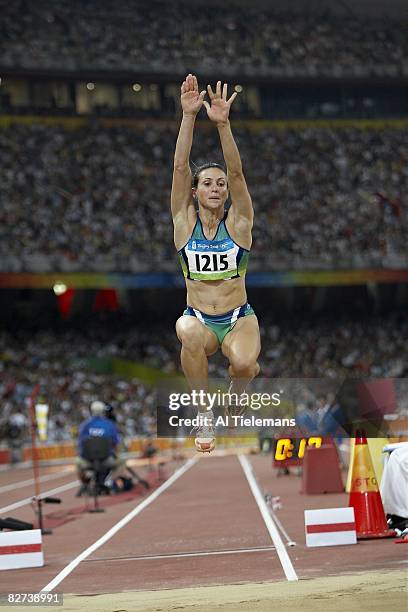 Summer Olympics: Brazil Maurren Higa Maggi in action during Women's Long Jump Final at National Stadium . Maggi won the gold medal. Beijing, China...