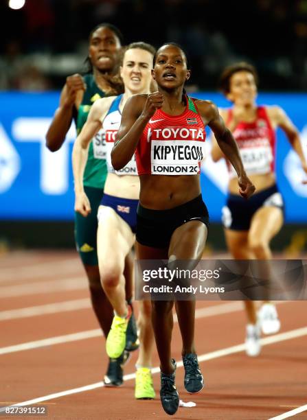 Faith Chepngetich Kipyegon of Kenya races hampionships London 2017 at The London Stadium on August 7, 2017 in London, United Kingdom.