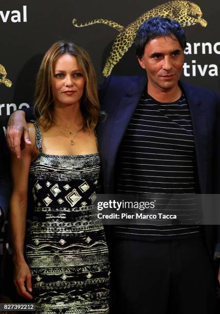 Vanessa Paradis and Samuel Benchetrit attend the 'Chien' premiere during the 70th Locarno Film Festival on August 7, 2017 in Locarno, Switzerland.